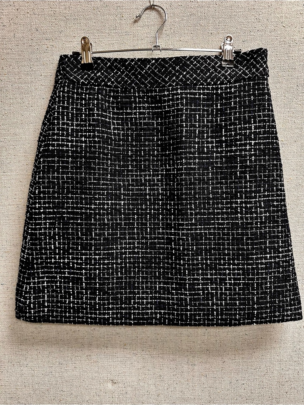 J. Crew Black, White and blue Tweed Mini Skirt